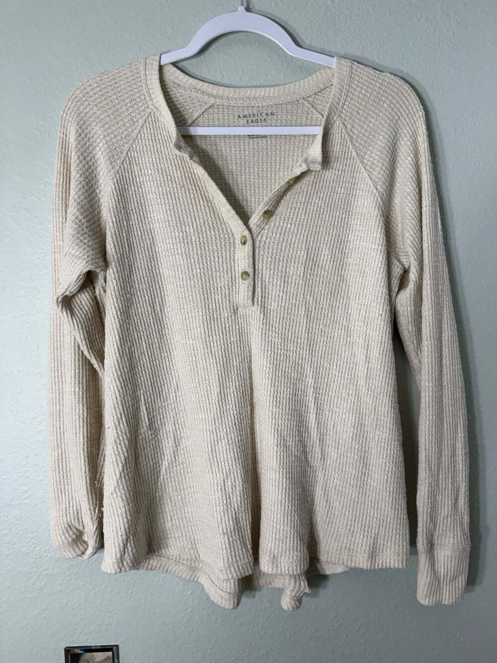 American Eagle Women’s Button Up Waffle Sweater Size XS - Beige